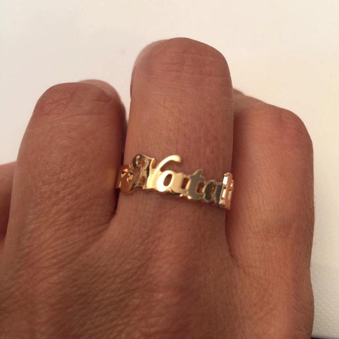 Thin Engraved Stackable Name Ring – The Adorned