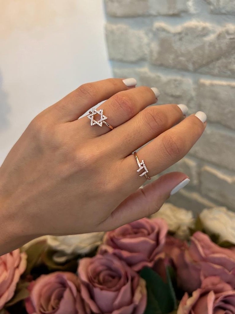 Star of David Ring, Jewish Star Ring, Jewish jewelry, Judaica Jewelry, Magen David Ring, Sterling Silver 925, Rose Gold, Israel Jewelry image 4