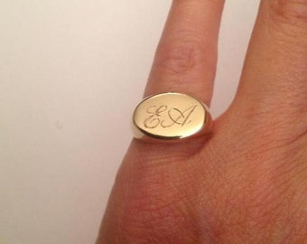 Engraved ring, Personalized Ring, Signet Ring, women ring, Initial ring, Gift for women, Monogram Initial Ring, letter Ring , Pinky ring