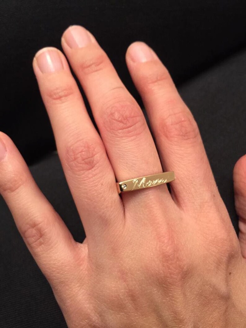 Initial ring Gift for women Personalized Mommy Jewelry Engraved ring,1-3 Personalized Ring Gift for mom Stacking Rings women ring