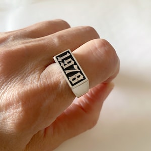 Anel de data, anel de número personalizado, anéis de ano gótico, anel personalizado, prata esterlina 925, anel de números, anel de número da sorte, anéis de nascimento