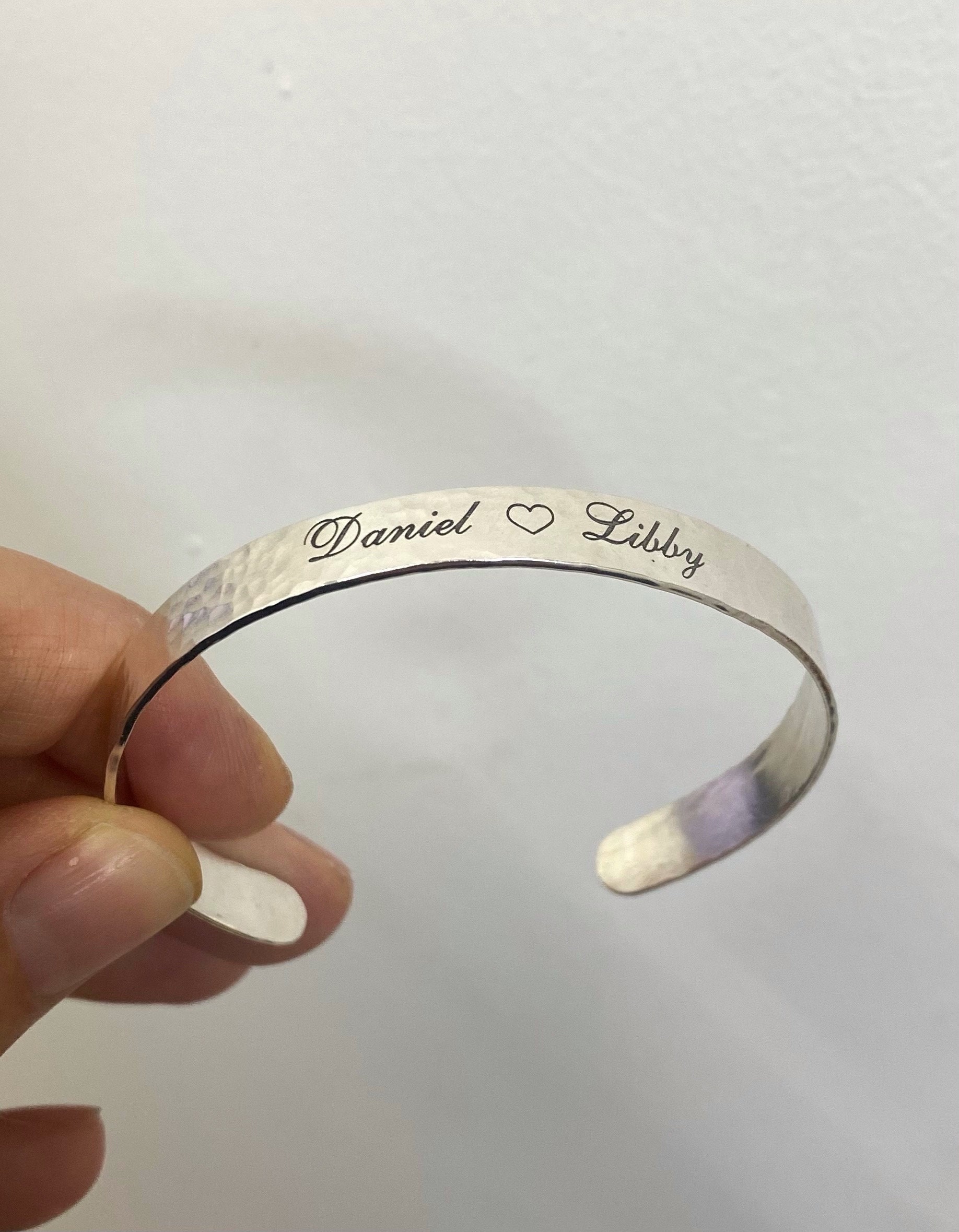Hand Engraved Monogrammed Sterling Silver Cuff Bracelet