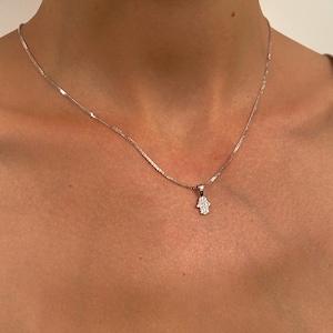 14k Solid Gold Hamsa Pendant, Pointing Down Charm, Gold Hand Pendant, Real Gold Pendants, Dainty Good Luck Charm, Symbol of Protection