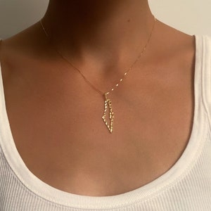 Karte von Israel Anhänger 14K Gelbgold, das Land Israel Gold Anhänger, ISRAEL Halskette, Jüdischer Schmuck, Heiliges Land Halskette, Jejuda