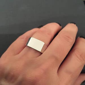 Personalized ring, sterling silver, initials letters signet square ring, personal monogram jewelry, hipster signet ring, custom name gift