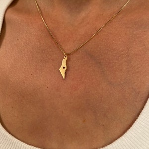 Israel Map Halskette - kleiner Israel Anhänger, Jüdischer Schmuck - Gold Israelischer Anhänger - Heiliges Land Anhänger - Symbol Schmuck