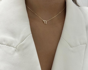 Sterling Silver Chai Necklace with Zircons – Judaica Jewelry