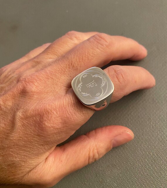 Silver Signet Ring, Family Crest Signet Rings, College Ring, Pinky 