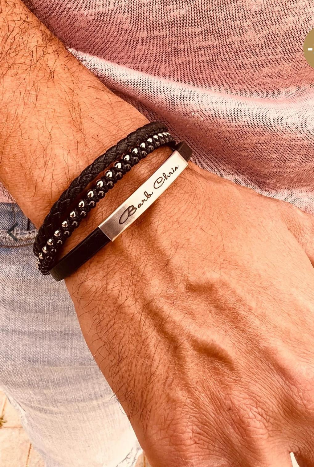 Bracciale In Pelle Con Nome Di Famiglia Personalizzato - Foto 3