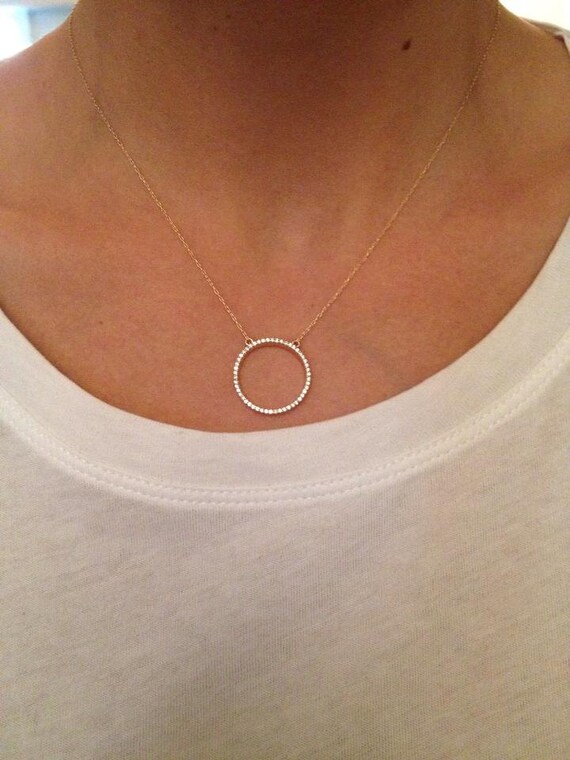 Circle of Life Necklace With Zircons Dainty Circle Necklace