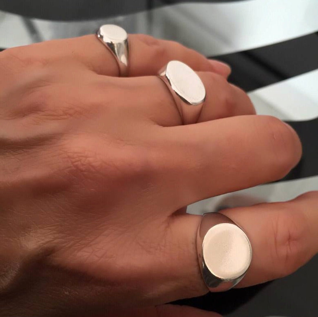 Silver Signet Ring Women Ring Men Ring Initial Ring Gift -  Norway