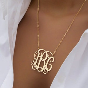 Monogrammed gifts, Monogram necklace, gold monogram necklace gift, Personalized Monogram, Monogram Pendant, Initial Monogram