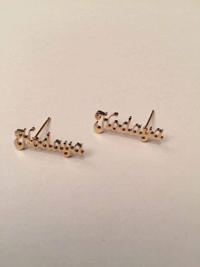 Earrings with name name plate earrings 