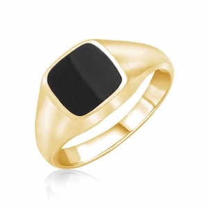 Black Onyx Ring, Signet Ring, Women ring, Men ring, Pinky ring, Gold Black square Signet Ring, Onyx Gemstone, Black Ring