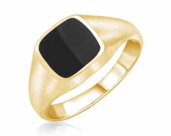 Black Onyx Ring, Signet Ring, Women ring, Men ring, Pinky ring, Gold Black square Signet Ring, Onyx Gemstone, Black Ring