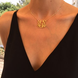Monogrammed gifts, Monogram necklace, gold monogram necklace gift, Personalized Monogram, Monogram Pendant, Initial Monogram