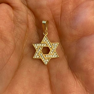 Gold Star of David Pendant Necklace, 14k Gold David Star, Magen David Charm, Jewish Star Jewelry, Judaica Gifts, CZ Pendant, Judaica jewelry