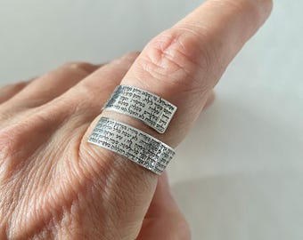 Anillo Ana Bekoach / Anillo de oración hebrea / Anillo judaico de plata de ley / Regalo de bendición judía