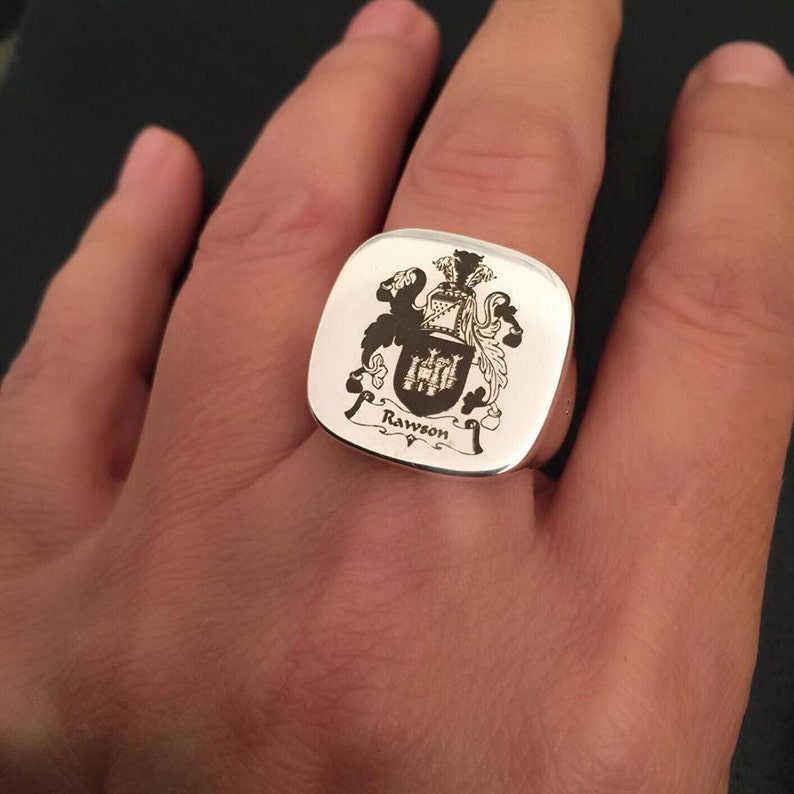 Crest Rings Mens Ring Silver Ring Etsy