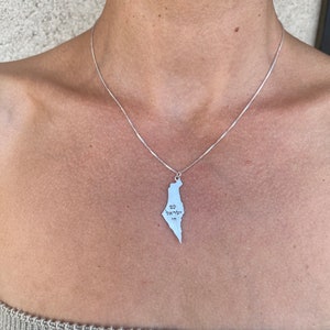 Israel Halskette, Am Israel chai, ich habe kein anderes Land, אין לי ארץ אחרת, Israel Schmuck, Jüdischer Schmuck, Israel Karte, Israelischer Anhänger