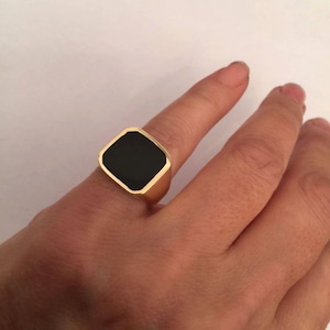 Signet Ring, Onyx Ring, women ring, men ring, Black Onyx Ring. Gold Signet Ring, Black square Signet Ring, Man Pinky Ring, Woman Pinky Ring