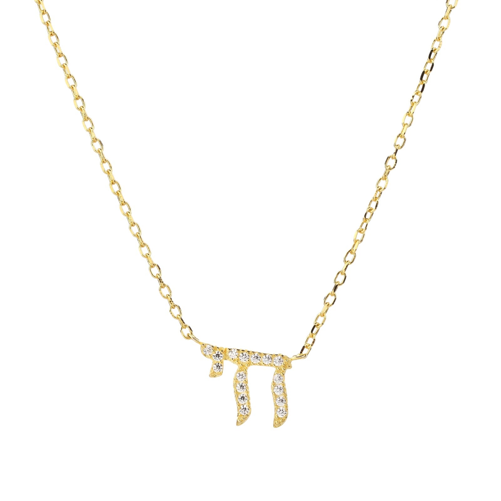 Hai Jewelry - Chai Necklace With Zircons - Delicate Chai