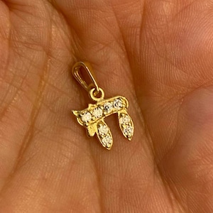Hai jewelry - 14K Gold Chai Pendant- Solid Gold Chai Pendant - Delicate Small CZ Chai - Gold Chai - Chai Jewelry - Jewish Jewelry