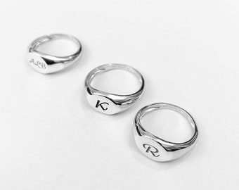 Engraved ring, Personalized Ring, Signet Ring, Initial ring, Monogram Initial Ring, letter Ring , Pinky ring, Sterling Silver 925