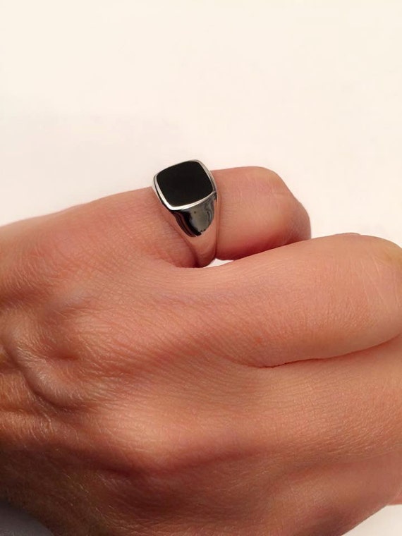 Man Black Onyx Ring Gold Plated Man Pinky Ring, Minimalist Unisex Gold Ring,  Silver Signet Ring, Memorial Gift - Etsy