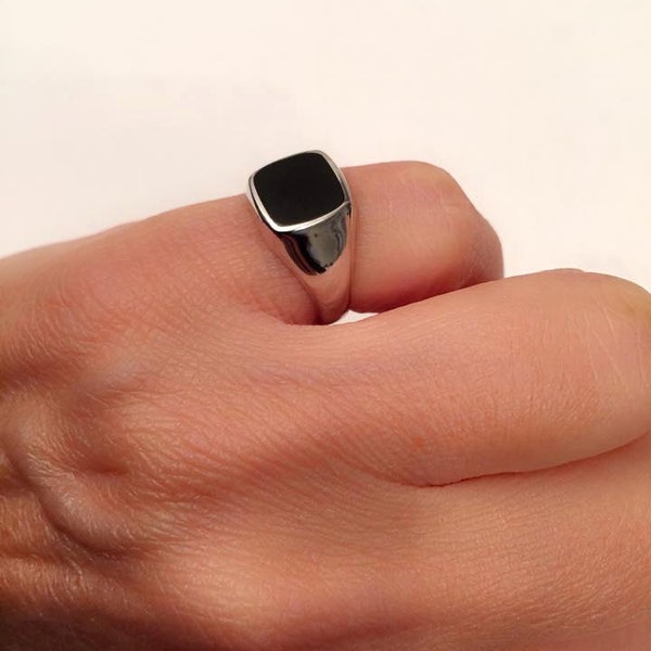 Black Onyx Ring, Signet Ring, women ring, men ring, Pinky ring, Sterling Silver, Black square Signet Ring, Onyx Gemstone, Black Ring