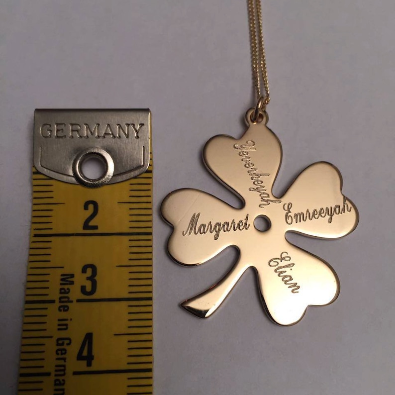 ireland clover necklace Engrave Necklace Personalized Names Necklace Clover Necklace 4 Leaf Clover Four Leaf Necklace mom necklace