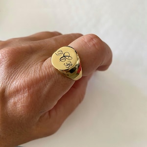 Engraved ring, Personalized Ring, Signet Ring, Initial ring, Monogram Ring, Letter Ring, Pinky Ring