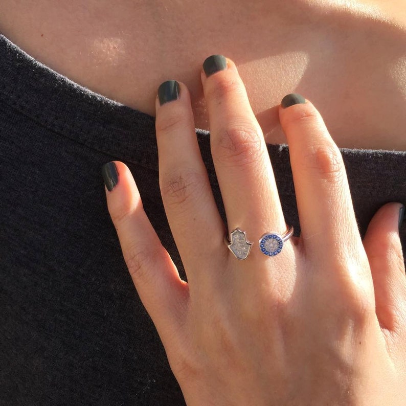 Hamsa Ring Silver Hamsa Hamsa Ring HAMSA Eye Ring Hamsa Jewelry Simulate Diamonds Blue Eye Hamsa Charm Gold Hamsa