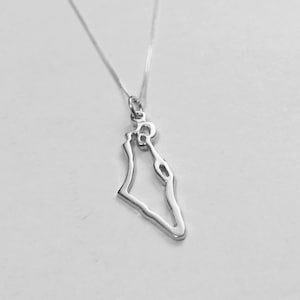 Collar con el mapa de Israel / Collar con el mapa de Israel / Colgante con el mapa de Israel / Joyería judía / Judaica / Regalo para Bat Mitzvá / Collar con el mapa del país de Israel / Mapa de Israel