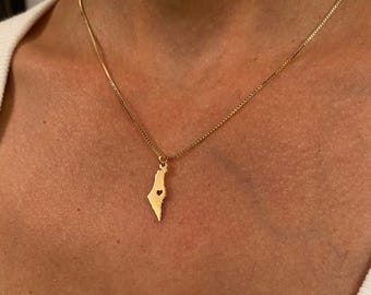 Israel Karta Hänge Halsband – Judiska Smycken, Heliga Landet