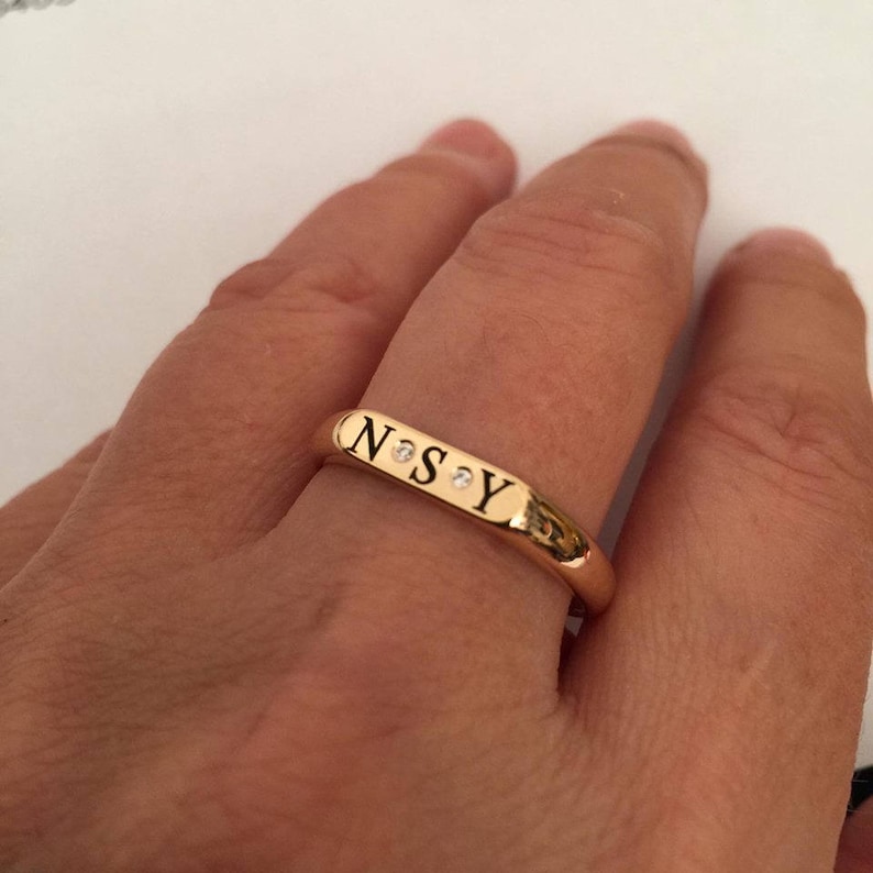 Gift for women Engraved ring Personalized Ring Initial ring Pinky ring letter Ring men women ring Monogram Initial Ring