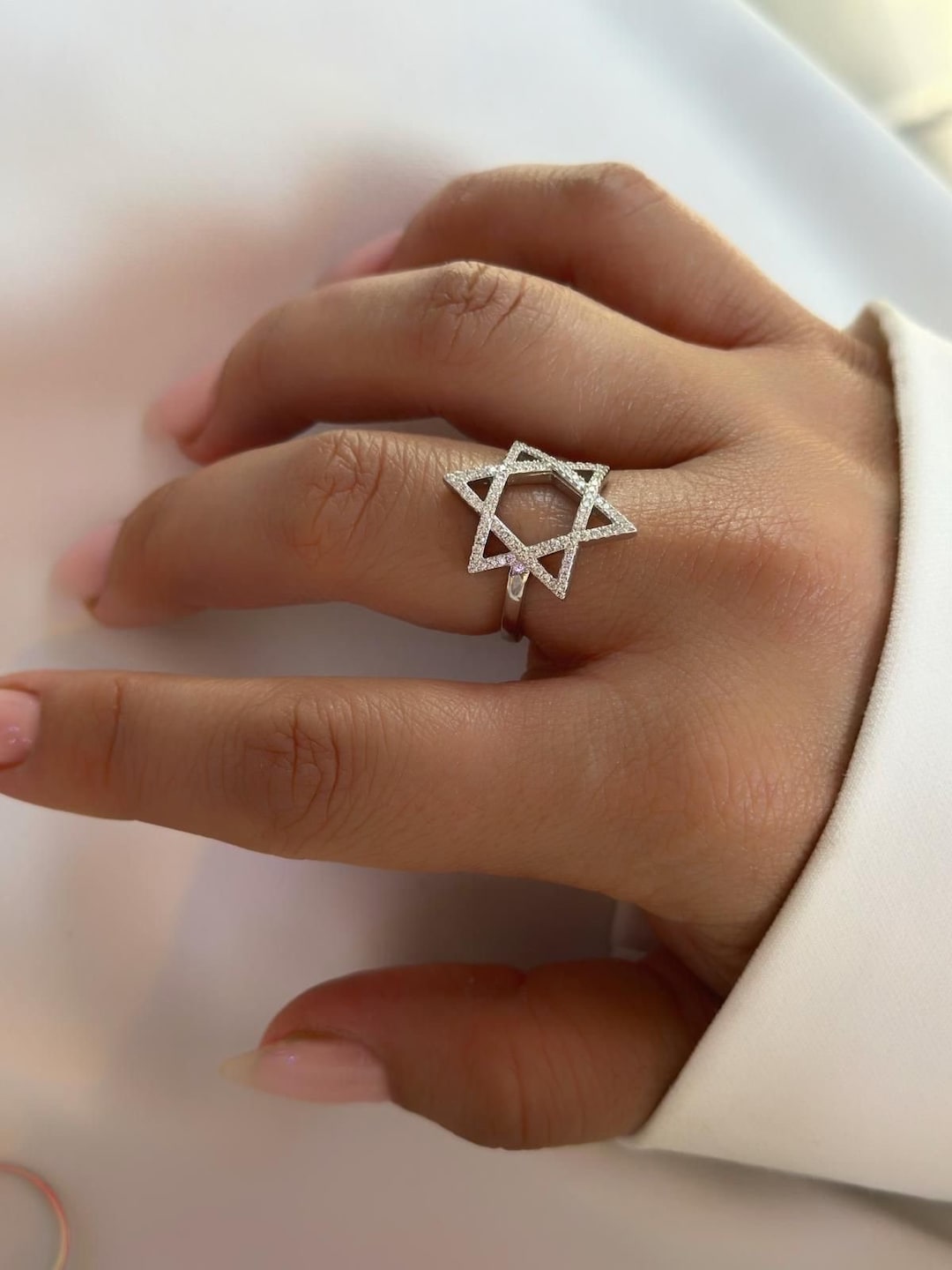 Plata 925 Anillo De Estrella De David Anillo Estrella De David