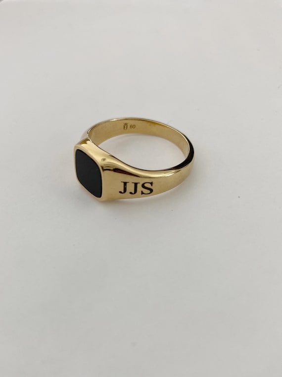 Men's Black Onyx Ring - 14k Gold Over Sterling Silver, Handmade Signet Or Pinky Ring, Size 7-13