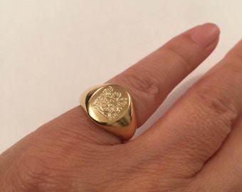 Anillo de cresta familiar con escudo de armas, anillo grabado con cresta, anillo personalizado, anillo de sello, regalo especial para mujeres / hombres, anillo meñique, anillo de oro