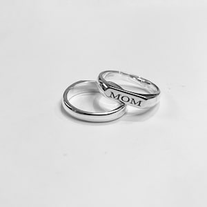 Personalized Sterling Silver Engraved Ring, Initial Stacking Ring