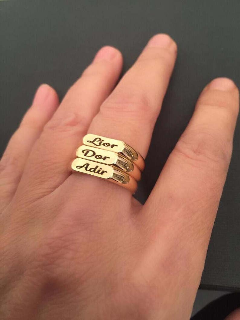 Engraved Ring Personalized Ring Men / Women Ring Initial Etsy