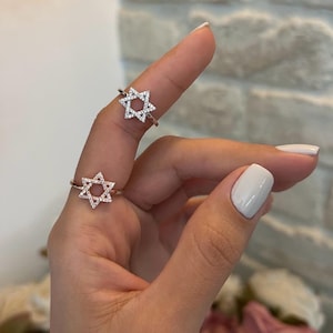 Star of David Ring, Jewish Star Ring, Jewish jewelry, Judaica Jewelry, Magen David Ring, Sterling Silver 925, Rose Gold, Israel Jewelry image 3