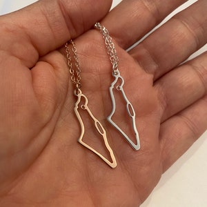 Israel Halskette, Israel Karte Anhänger, jüdischer Schmuck, Jejuda Geschenk, Bar / Bat Mitzva Geschenk, Gold Israel Form Anhänger, heiliges Land Geschenk Schmuck.