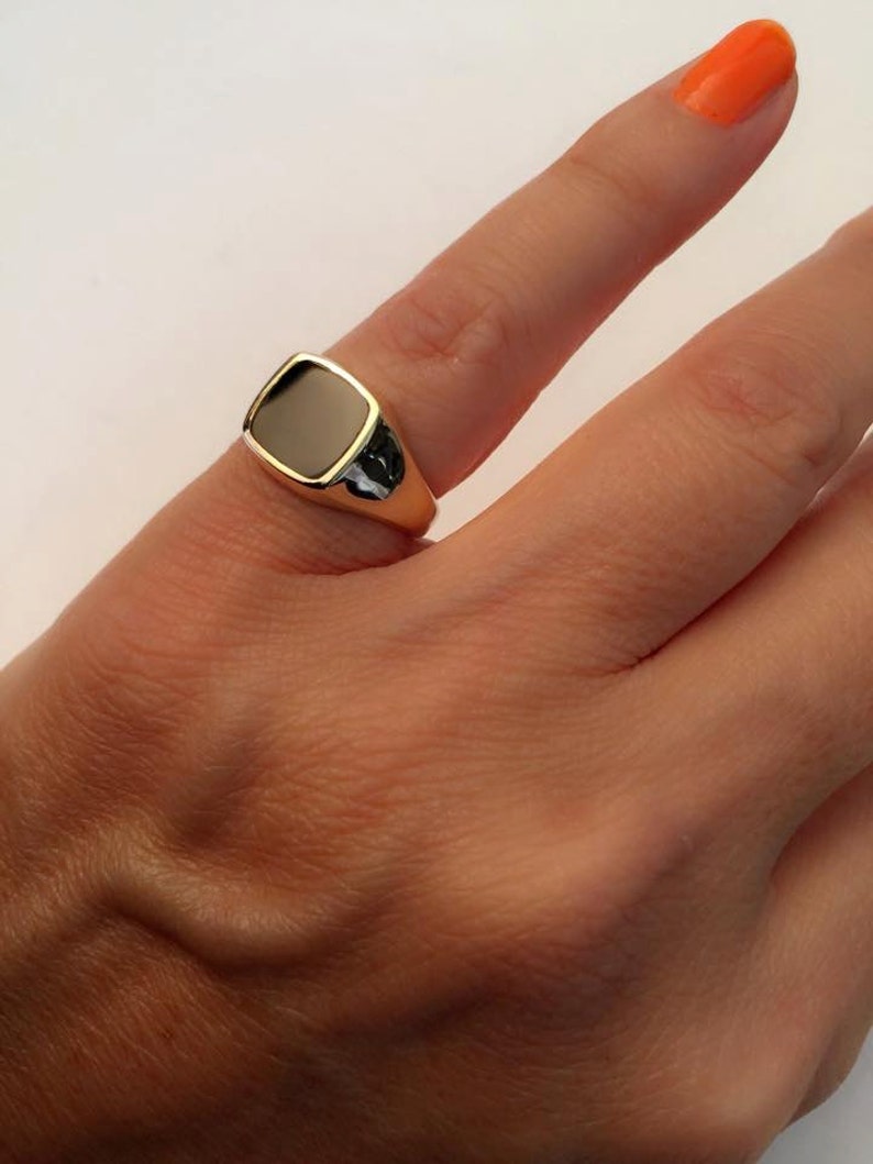 Signet Ring Women Ring Pinky Ring Onyx Signet Ring Gold Etsy