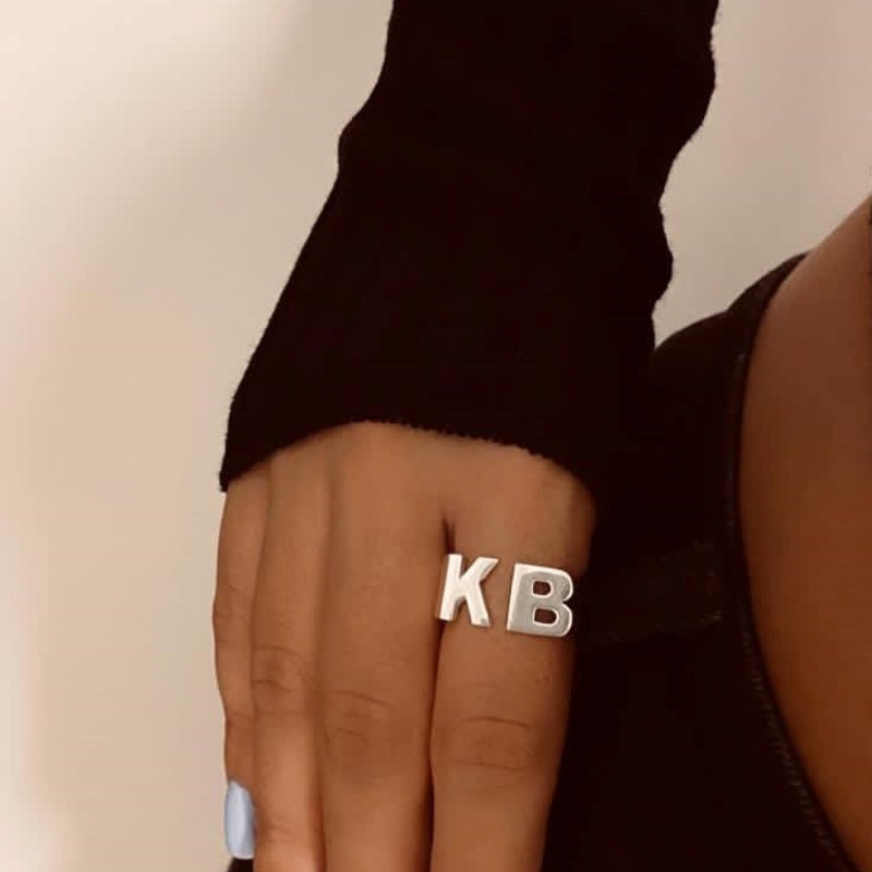 3 Initial Ring - Etsy