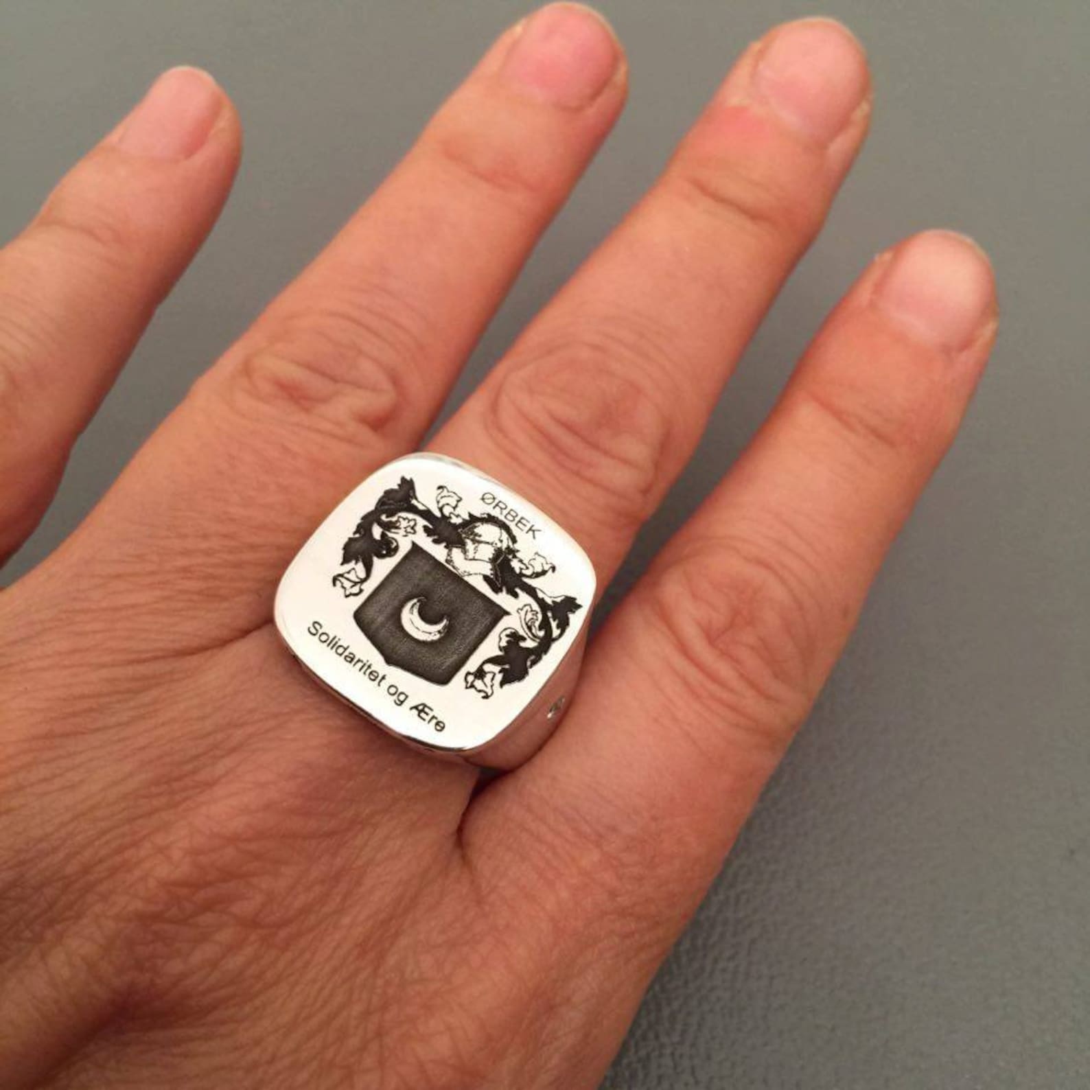 Mens Ring Crest Engraved Ring Personalized Ring Etsy Australia