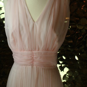 EXQUISITE 60s 70s 80s Vintage Soft Pink Slyvia Ann Ballgown + Pleated Capelet Overlay/ VTG/ Pastel Full Figure Long Formal Eveningwear