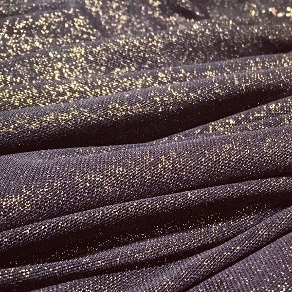 Black & Gold Metallic Mesh/ Lightweight Netting/ Fabric by the yard/ Stretch Spandex/ Dancewear Costume/ Trendy Disco/ Two Tone Iridescent