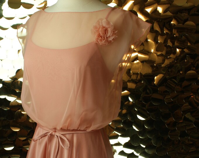 Blush Vintage Asymmetric Peplum Flutter Dress