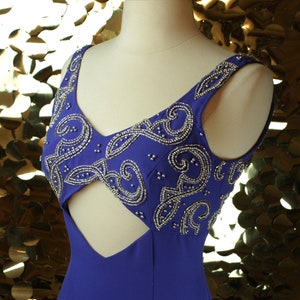 ADVENTUROUS 80s 90s Cobalt Blue Vintage Precious Formals Long Cutout Gown/ VTG/ Royal Blue Sweetheart Maxi/Bold Special Occasion Eveningwear